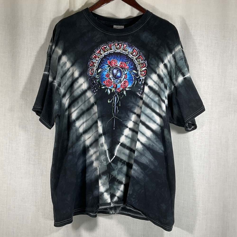 Grateful Dead Steal Your Face/Roses Screen Print Tye Dye -2 XL